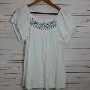 Cotton top with studs & stitch detail size Large